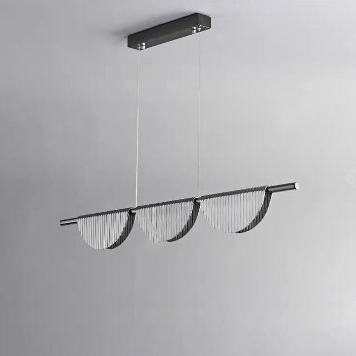 Lustre LED à îlot avec abat-jour semi-circulaire en verre acrylique de simplicité contemporaine pour salon 