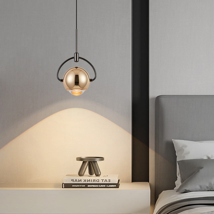 Luz colgante LED de vidrio de aluminio esférico giratorio minimalista moderno para dormitorio 