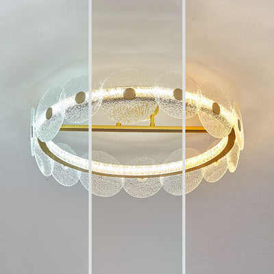 Plafonnier LED semi-encastré en verre et acrylique, matériel rond de luxe moderne, en acier inoxydable, pour salon 