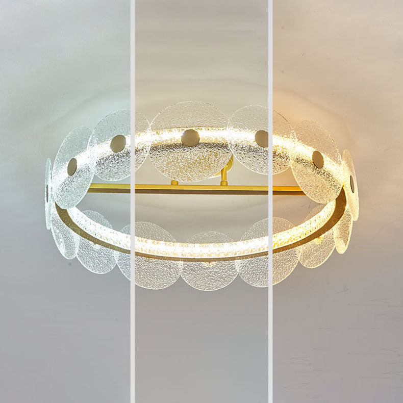 Plafonnier LED semi-encastré en verre et acrylique, matériel rond de luxe moderne, en acier inoxydable, pour salon 