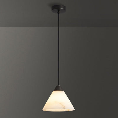 Moderne minimalistische Zylinder Kegel halbrunde Kupfer Stein 1-Licht Pendelleuchte für Schlafzimmer 