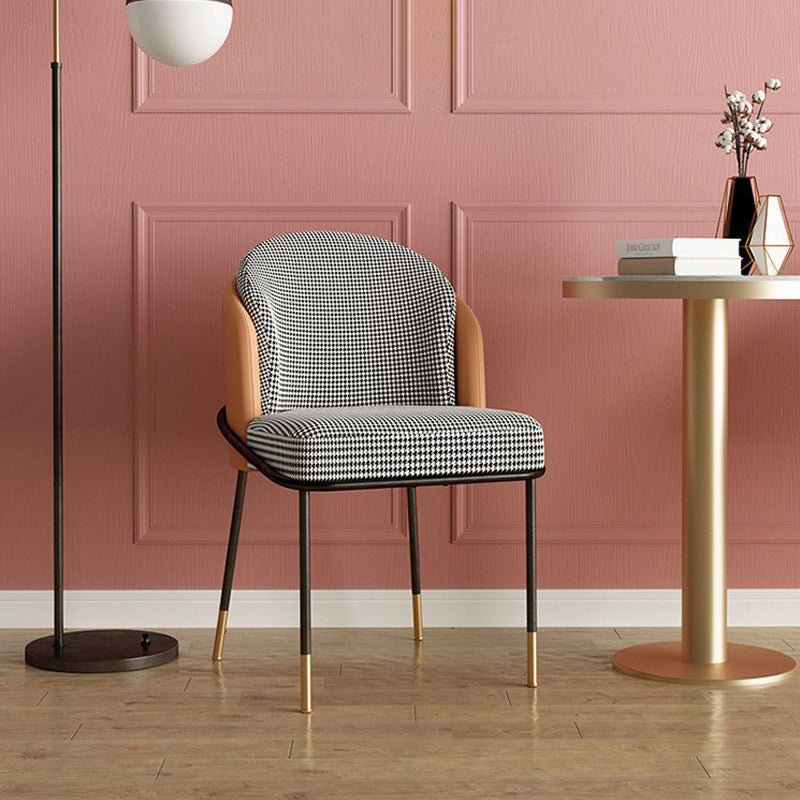 Contemporary Nordic PU Leather Fabric Iron Sponge Square Wraparound Dining Chair Backrest For Living Room