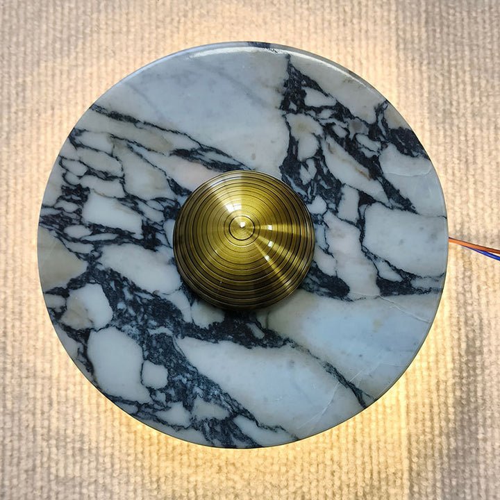 Zeitgenössische skandinavische runde Metallmarmor-LED-Wandleuchte für Wohnzimmer 