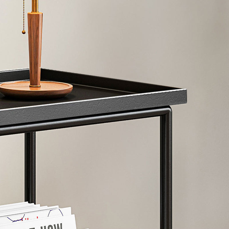 Moderner minimalistischer rechteckiger Eisen-Beistelltisch mit 2 Ebenen für das Wohnzimmer 