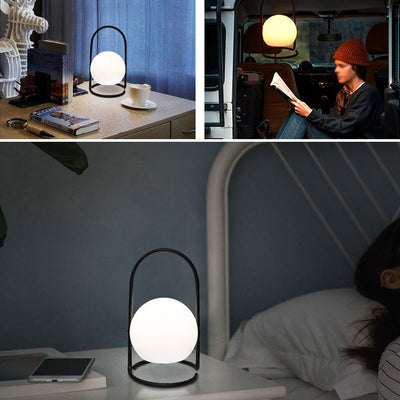 Lampe de table LED suspendue rechargeable en forme de boule, œuf, cube, cylindre en métal nordique contemporain pour chevet 