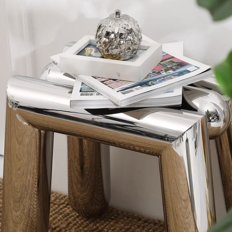 Modern Minimalist Stainless Steel Geometric Round Tube Splicing Footstool For Entryways