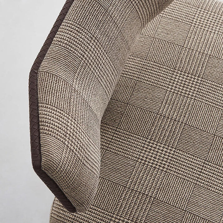 Cojín rectangular moderno de lujo de algodón y lino, cuero sintético tipo silla de montar y respaldo decorativo de acero inoxidable para silla de acento de sala de estar 