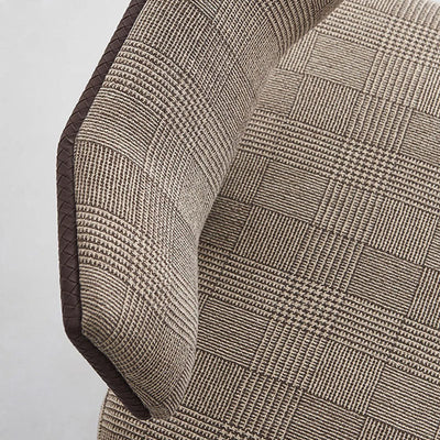 Coussin rectangulaire de luxe moderne en coton et lin avec cuir de selle et acier inoxydable Chaise d'accent avec dossier pour salon 