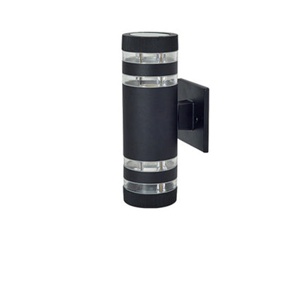 Lampe applique murale 2 lumières cylindrique en aluminium, fer, acrylique et verre étanche de simplicité moderne pour patio extérieur 