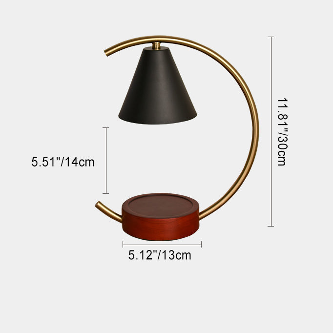 Lámpara de Mesa con Base de Madera y Herrajes Cónicos de Simplicidad Contemporánea de 1 Luz con Cera Derretida para Dormitorio 