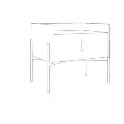 Contemporain scandinave rectangulaire en cuir acier au carbone métal 1-tiroir pour table de chevet 