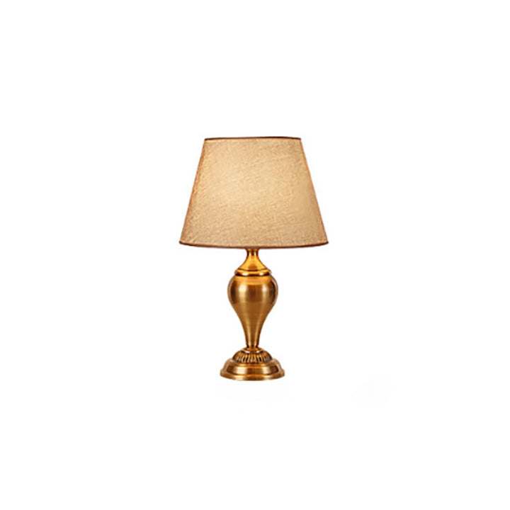 Lampe de table 1 lumière avec base en matériel et abat-jour rond en tissu moderne de style transitionnel pour chambre à coucher 