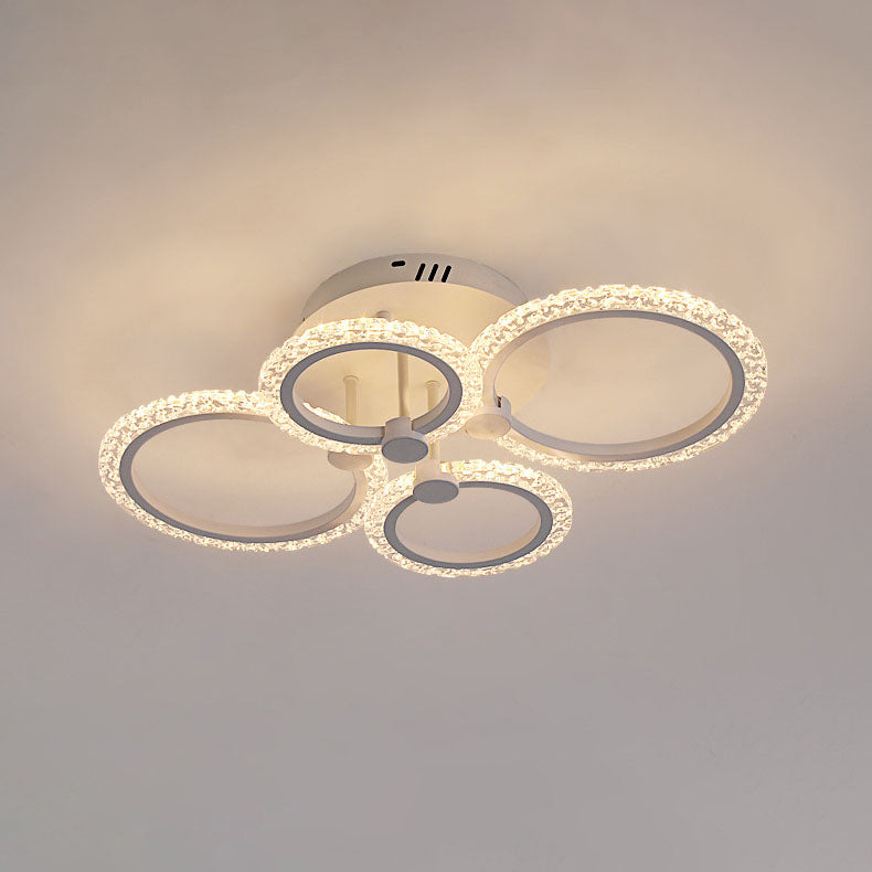 Contemporary Nordic Stainless Steel Acrylic Round LED Semi-Flush Mount Ceiling Light For Bedroom