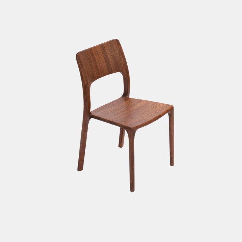 Chaise de salle à manger carrée en bois de noyer rétro contemporain avec dossier pour salle à manger 