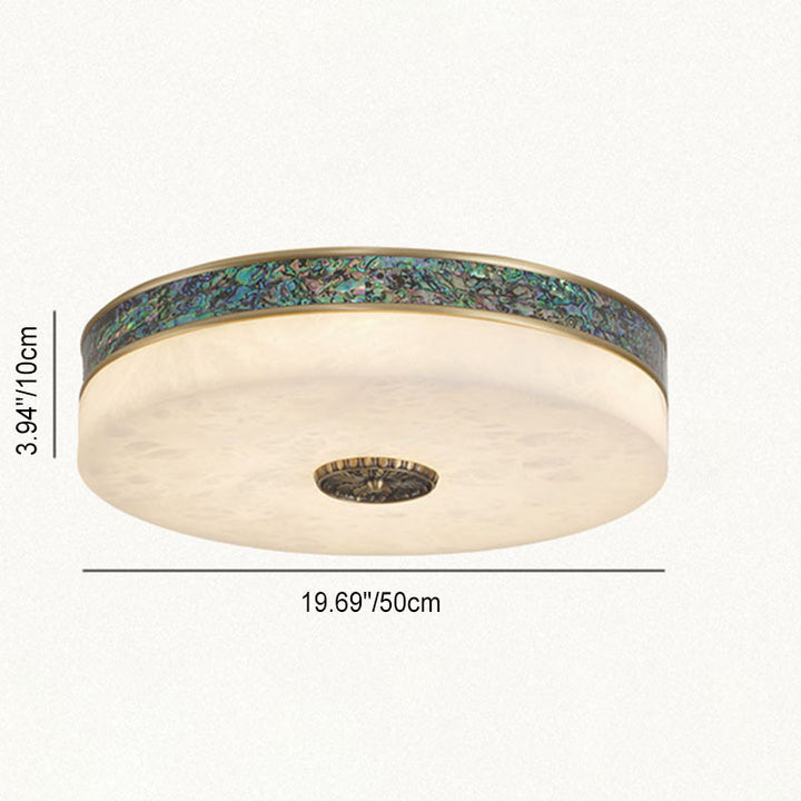 Plafonnier LED Rond en Cuivre et Marbre Moderne Transitionnel pour Chambre 