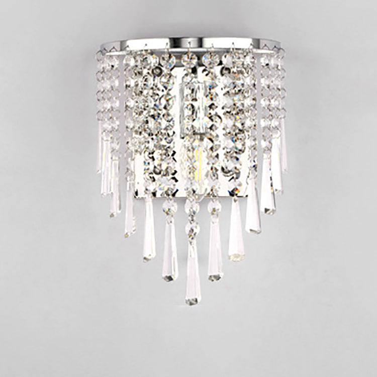 Moderne Luxus Halb Runde Achteckige Perlen Edelstahl Kristall 1-Licht Wand Leuchte Lampe Für Wohnzimmer 