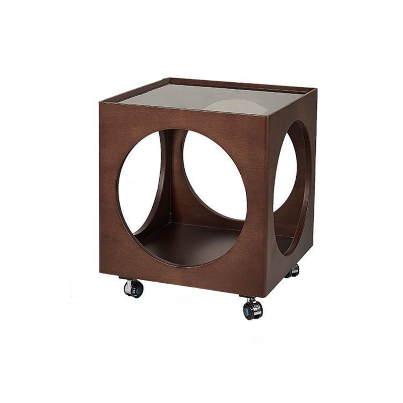 Zeitgenössischer nordischer quadratischer Holzcouchtisch 2-stufig für das Wohnzimmer 