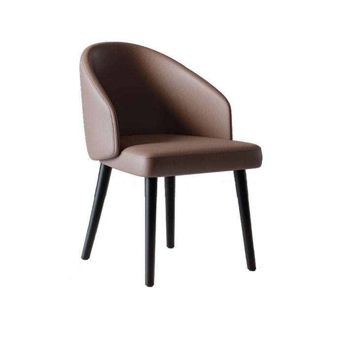 Chaise de salle à manger contemporaine nordique avec dossier en cuir PU, structure trapézoïdale, en bois de frêne, pour salle à manger 