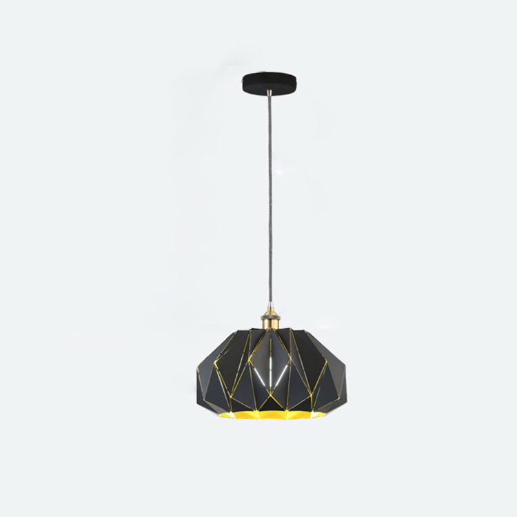 Contemporary Industrial Iron Aluminum Hollow Diamond 1-Light Pendant Light For Dining Room
