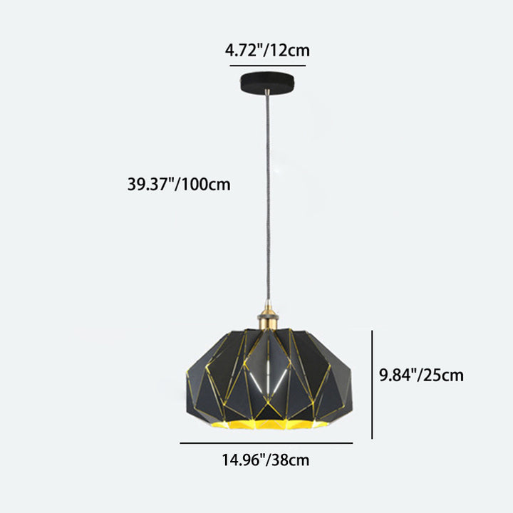 Contemporary Industrial Iron Aluminum Hollow Diamond 1-Light Pendant Light For Dining Room