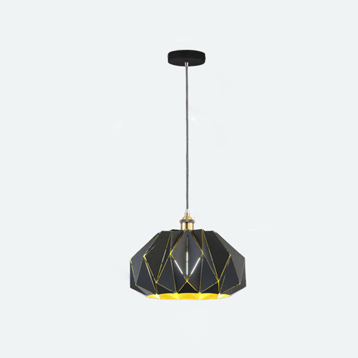 Contemporary Industrial Iron Aluminum Hollow Diamond 1-Light Pendant Light For Dining Room