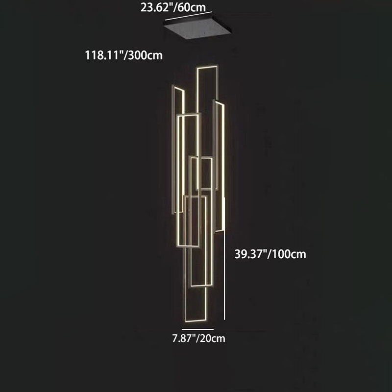 Plafonnier LED moderne minimaliste en fer, aluminium et silice rectangulaire pour escalier 