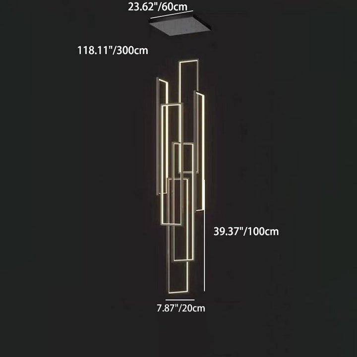 Plafonnier LED moderne minimaliste en fer, aluminium et silice rectangulaire pour escalier 