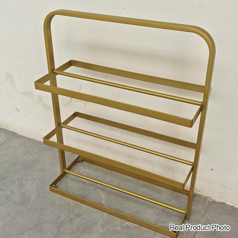 Modern Minimalist Rectangular Iron Open Storage Organizer Shoe Rack 3-Tier For Entryway