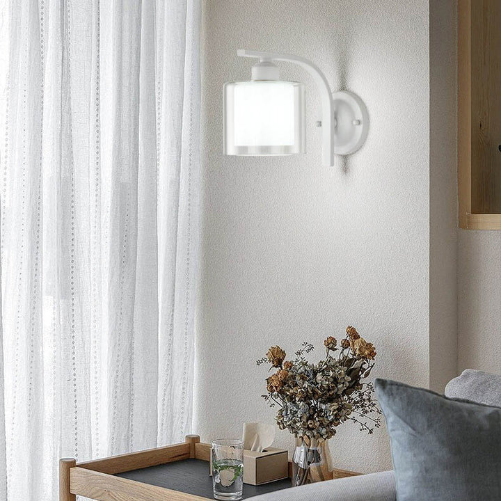 Lampe d'applique murale à 1 lumière en verre cylindre vert Art déco moderne en métal pour chambre 
