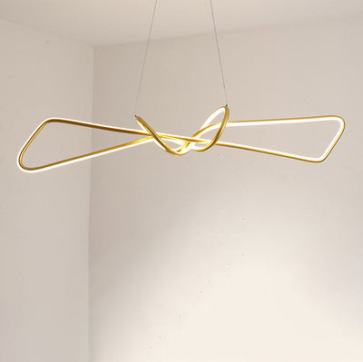 Lustre contemporain en aluminium de luxe avec bande LED en spirale pour îlot, pour salon 