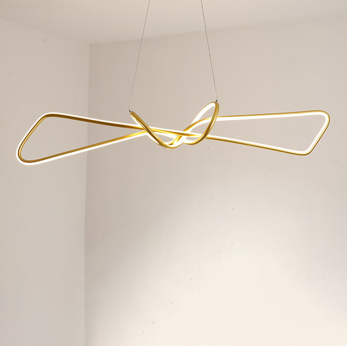 Lustre contemporain en aluminium de luxe avec bande LED en spirale pour îlot, pour salon 