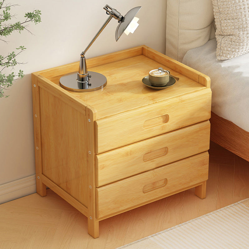 Table de nuit moderne minimaliste rectangulaire en bambou à densité de panneau 1/3 tiroir pour chambre 