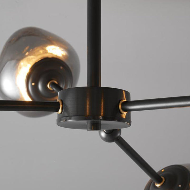 Lustre contemporain créatif en orbe de lave tout en cuivre avec verre 3/5/8 lumières pour salon 