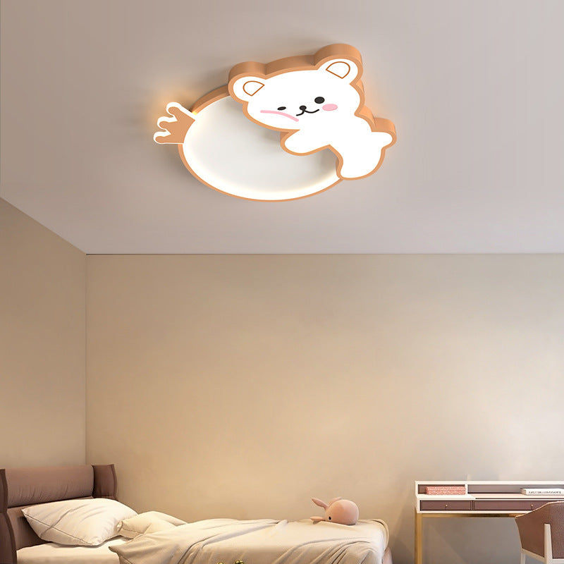 Luz de techo LED de montaje empotrado de hierro acrílico con diseño de oso creativo contemporáneo para dormitorio 