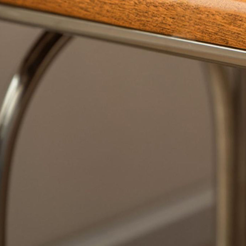Table à manger elliptique vintage traditionnelle en bois de frêne de pin et acier inoxydable pour 4 places 