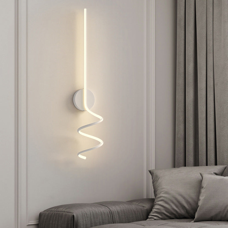 Lámpara Aplique de Pared LED de Hierro y Aluminio en Espiral Minimalista Moderna para Dormitorio 