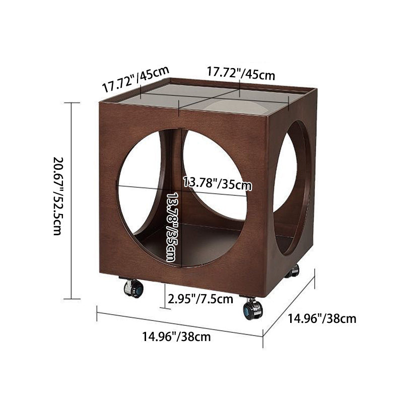 Zeitgenössischer nordischer quadratischer Holzcouchtisch 2-stufig für das Wohnzimmer 