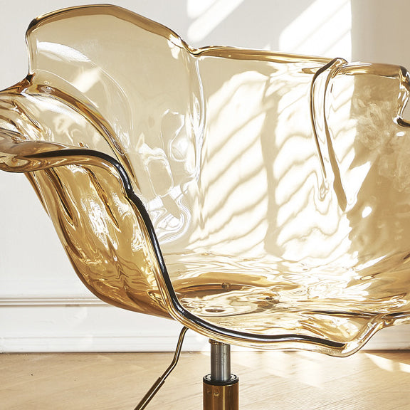 Chaise de salle à manger contemporaine créative en forme de pétale en PC, relevable, avec dossier et accoudoirs, pour salle à manger 