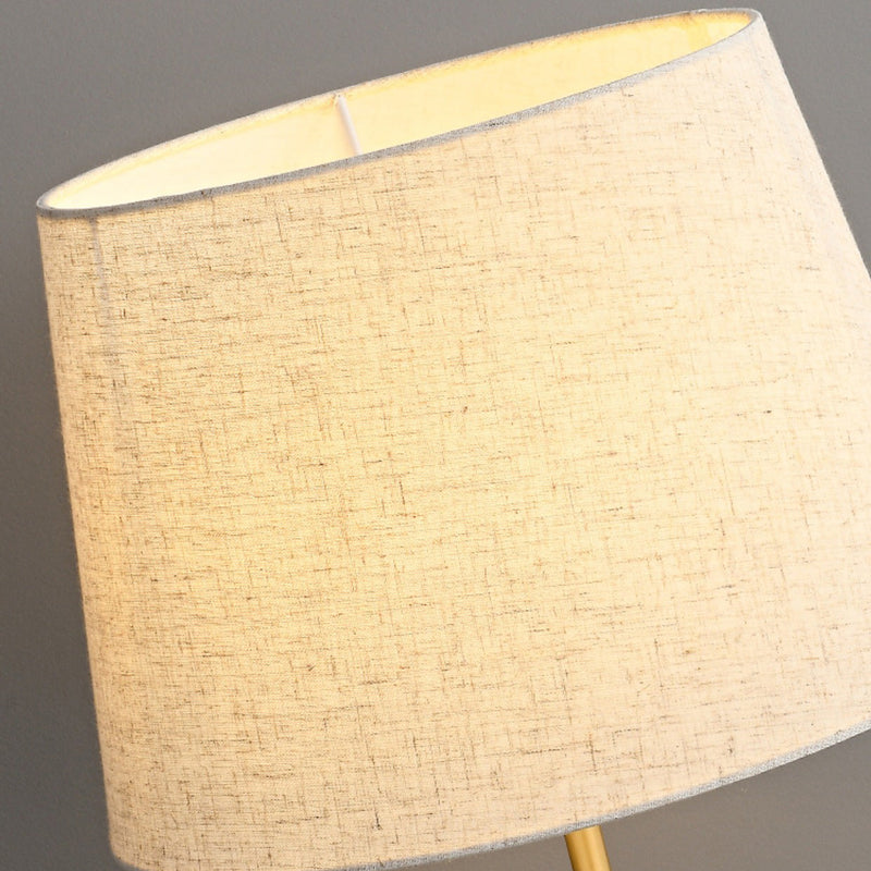Lampe de table contemporaine rétro en laiton avec abat-jour en tissu cylindrique 1 lumière pour chevet 