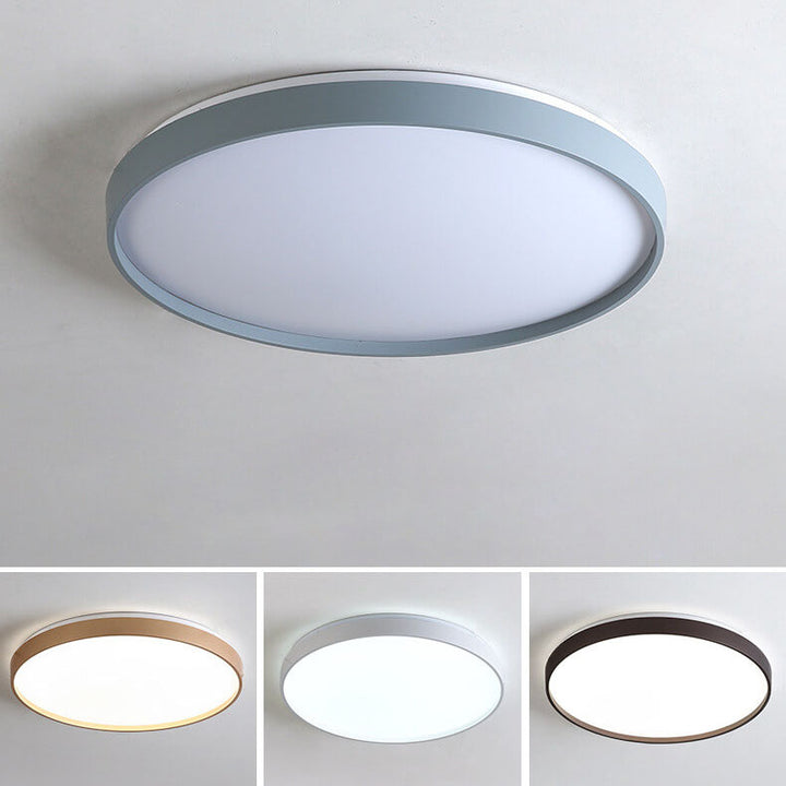 Modern Minimalist Round Solid Color Acrylic Iron LED Flush Mount Ceiling Light For Living Room &amp; Bedroom