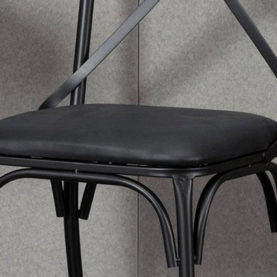 Ensemble de chaises et table de salle à manger en cuir industriel contemporain, bois, fer, avec dossier en forme de X pour salle à manger 