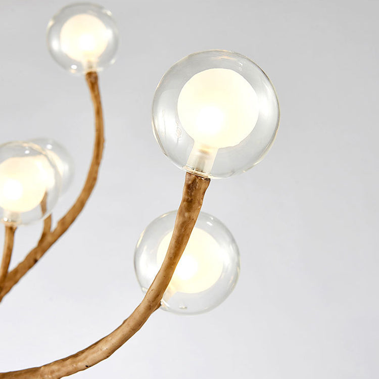 Moderne LED-Kronleuchter aus Glas, 8-flammig, Holz, verzweigt 