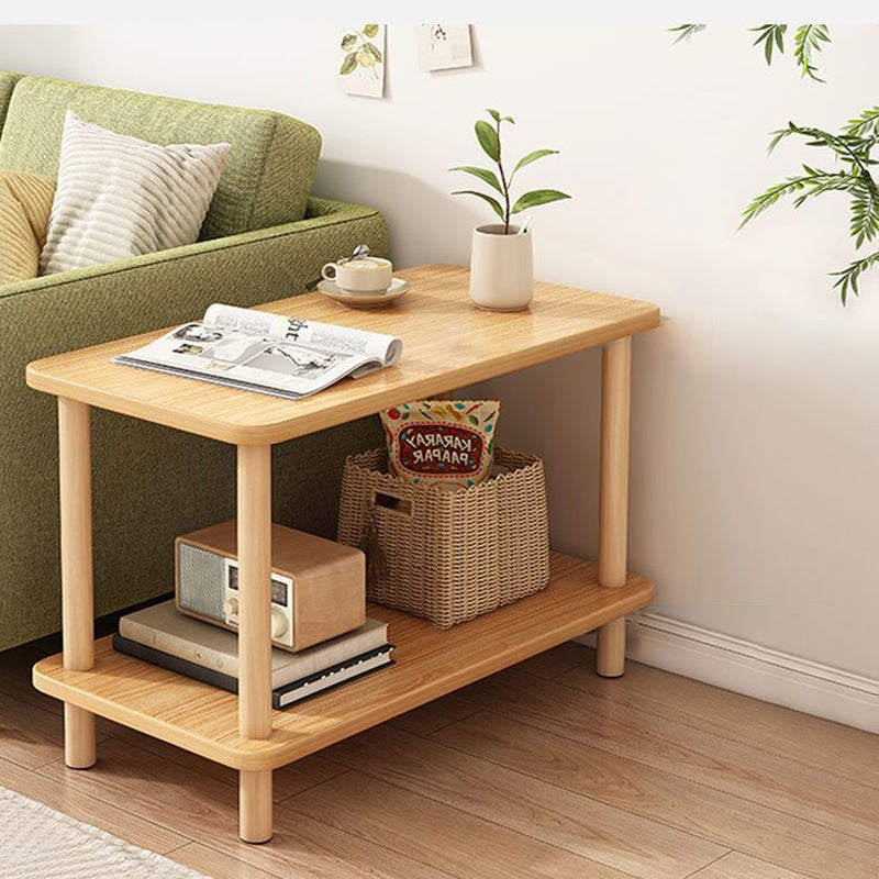 Traditioneller japanischer rechteckiger Beistelltisch aus Holz und MDF mit 3 Ebenen für das Wohnzimmer 
