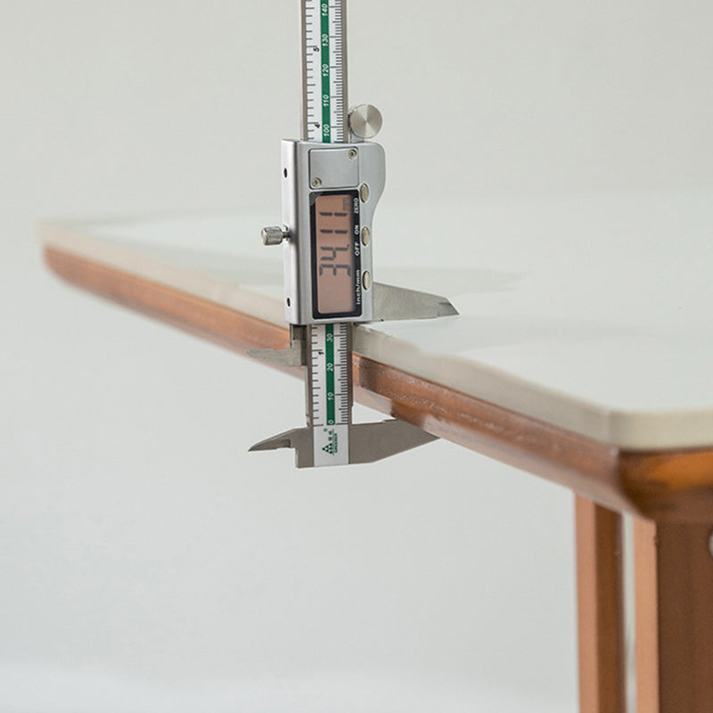 Table de salle à manger rectangulaire contemporaine rétro avec pieds incurvés en ardoise, bois et fer pour 4 places 