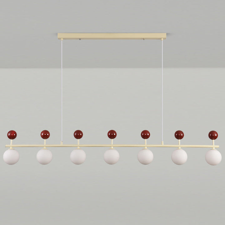 Lustre contemporain nordique en fer à longue bande de verre Magic Bean 5/7 lumières pour salle à manger 