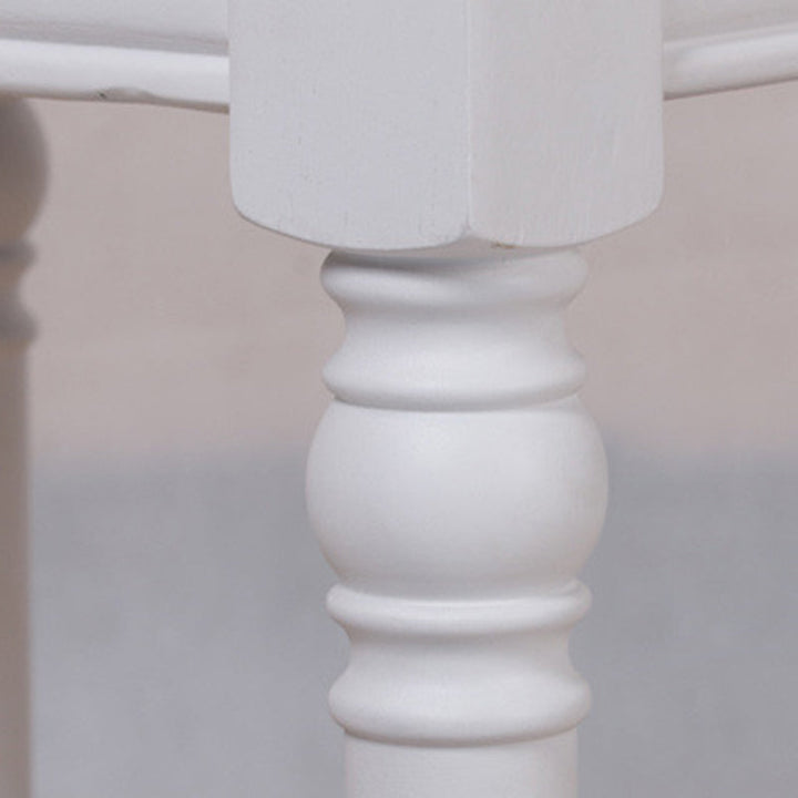 Tabouret de coiffeuse sans dossier ni accoudoirs en bois massif, cuir synthétique et lin carré scandinave contemporain pour chambre 