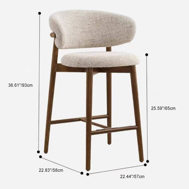 Tabouret de bar rond en tissu nordique contemporain avec dossier et repose-pieds pour salle à manger 
