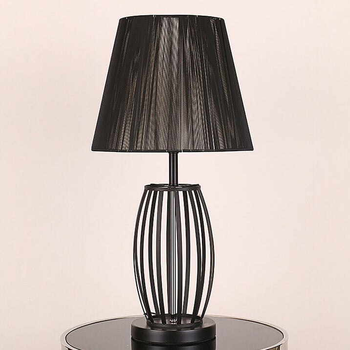 Chinese Classical Handmade Silk Thread Iron Hollow Base 1-Light Table Lamp