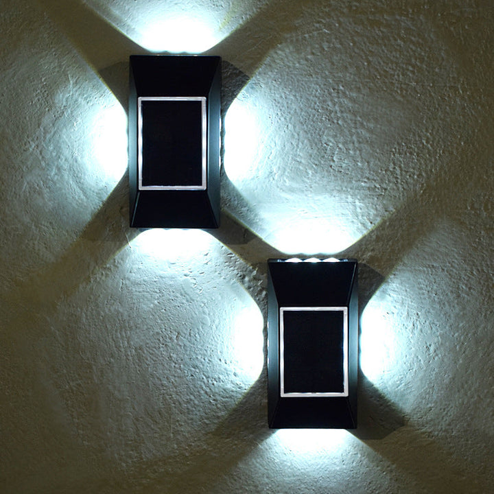 Lampe murale extérieure à LED en plastique ABS rectangulaire avec capteur solaire de modernité et simplicité pour jardin 