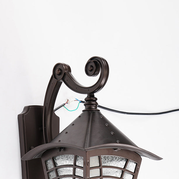 Applique murale 1 lumière en aluminium étanche traditionnel européen avec cône en verre pour patio extérieur 